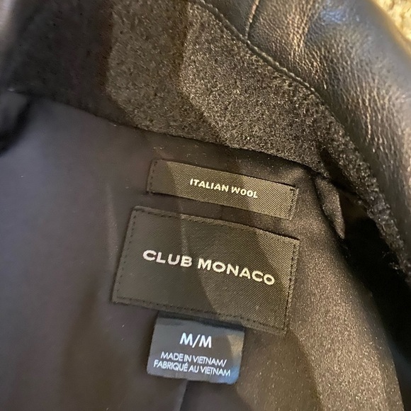 Club Monaco Women’s Wool & Leather Blend Moto Jacket Black Size Medium - Picture 4 of 7